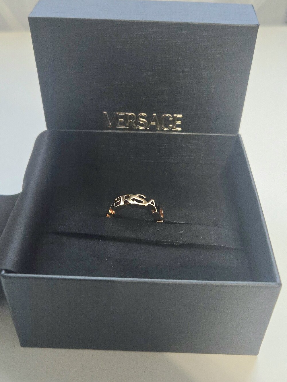 Versace Gold Openwork Logo Band